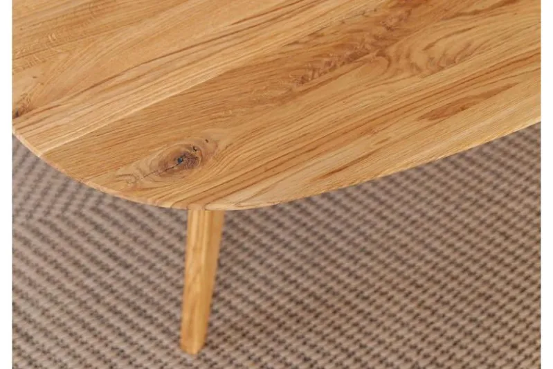 Tavolino rovere massello moderno ovale 67x68 cm Orbetello