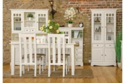 Tavolo allungabile in legno massello di pino bianco shabby chic