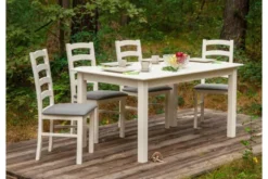 Tavolo allungabile in legno massello di pino bianco shabby chic
