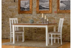 Tavolo allungabile pino massello bianco top color rovere shabby chic