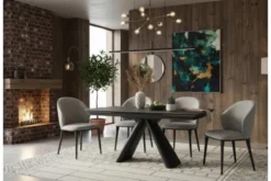 Tavolo allungabile 10 posti 160/240 cm effetto marmo grigio OBSIDIAN