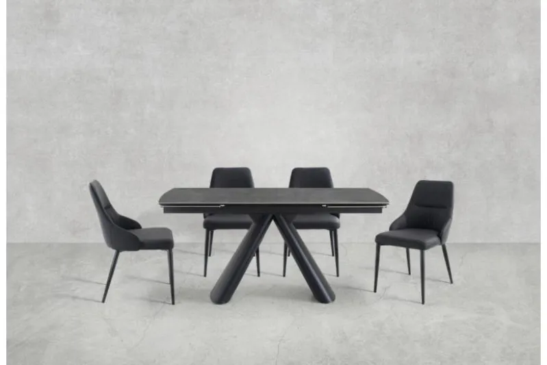 Tavolo allungabile 10 posti 160/240 cm effetto marmo grigio OBSIDIAN