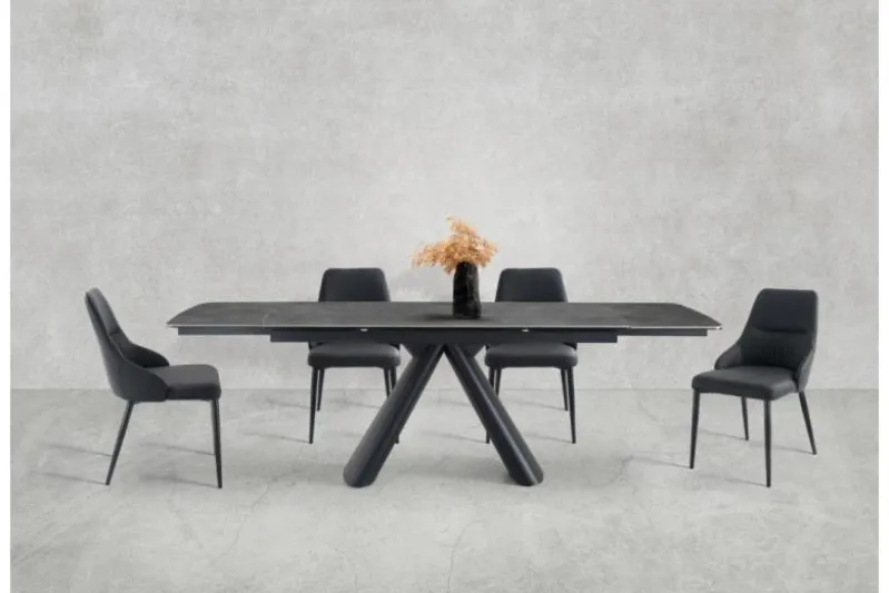 Tavolo allungabile 10 posti 160/240 cm effetto marmo grigio OBSIDIAN