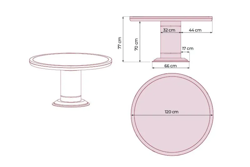 Tavolo classico rotondo da riunione 120 cm PRESTIGE G620