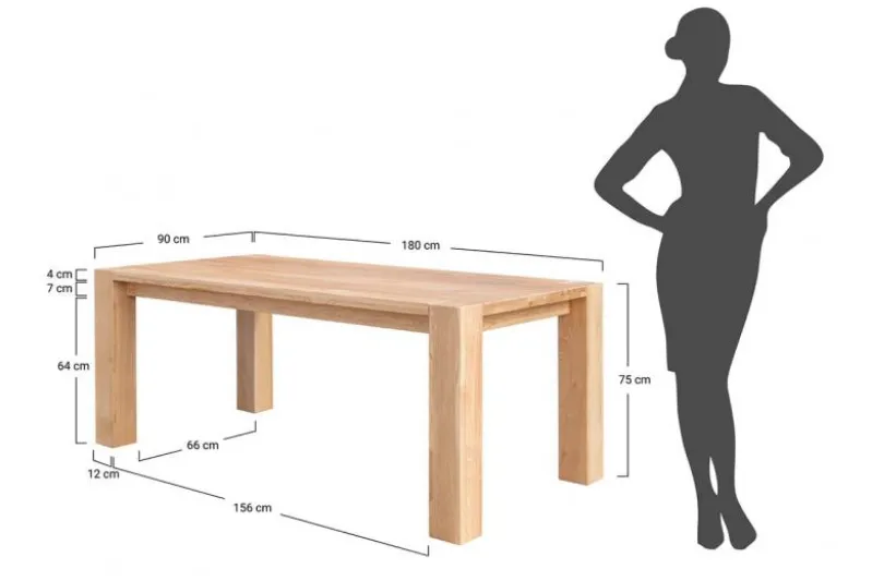 Tavolo legno massello di rovere scortecciato 90x180 SIENA