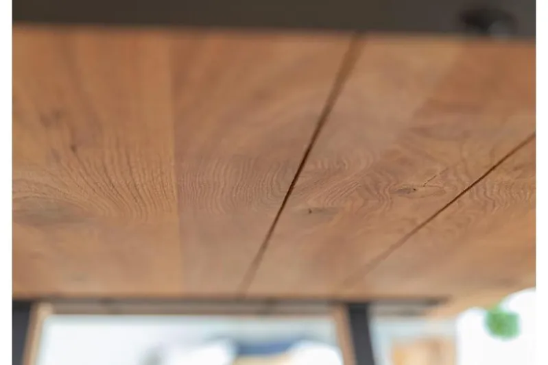 Tavolo legno rovere massello scortecciato gambe nere in metallo 90x180 GAVARDO