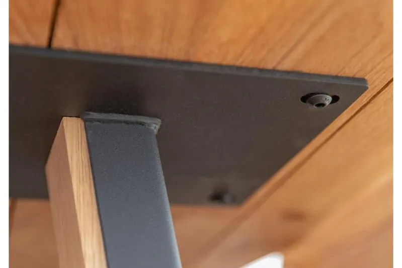 Tavolo legno rovere massello scortecciato gambe nere in metallo 90x180 GAVARDO