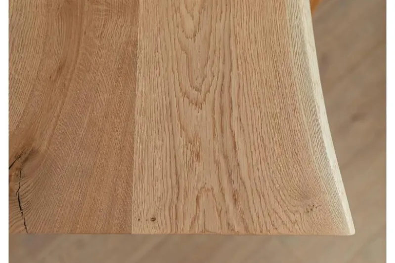 Tavolo legno rovere massello scortecciato gambe nere in metallo 90x180 GAVARDO
