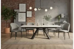 Tavolo moderno allungabile 160/240 cm stile marmo bianco OBSIDIAN