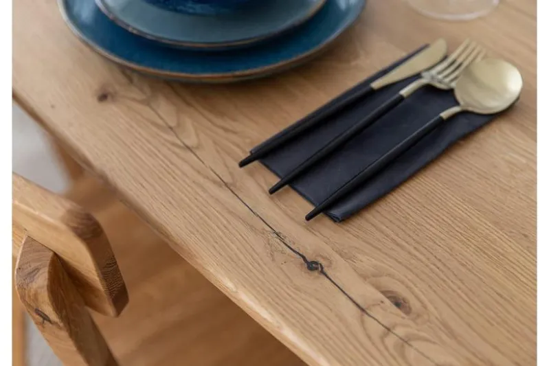 Tavolo moderno ovale in legno massello rovere e metallo nero 160x90 SISTINA