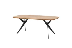 Tavolo moderno ovale in legno massello rovere e metallo nero 160x90 SISTINA