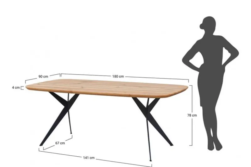 Tavolo ovale in rovere massello e metallo 180x90 SISTINA