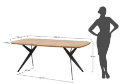 Tavolo piano ovale in rovere 200x100 con gambe in metallo SISTINA