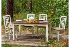 Tavolo rettangolare allungabile massello di pino bianco e color noce shabby chic