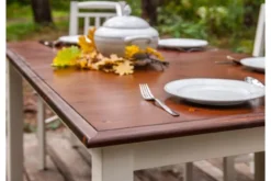 Tavolo rettangolare allungabile massello di pino bianco e color noce shabby chic