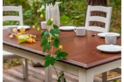 Tavolo rettangolare allungabile massello di pino bianco e color noce shabby chic