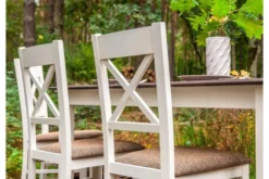 Tavolo rettangolare allungabile massello di pino bianco e color noce shabby chic