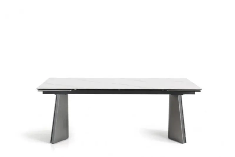 Tavolo rettangolare allungabile 12 posti 200/280 cm effetto marmo bianco NEXUS