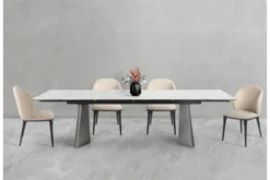 Tavolo rettangolare allungabile 12 posti 200/280 cm effetto marmo bianco NEXUS
