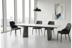 Tavolo rettangolare allungabile 12 posti 200/280 cm effetto marmo bianco NEXUS