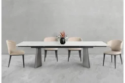 Tavolo rettangolare allungabile 12 posti 200/280 cm effetto marmo bianco NEXUS