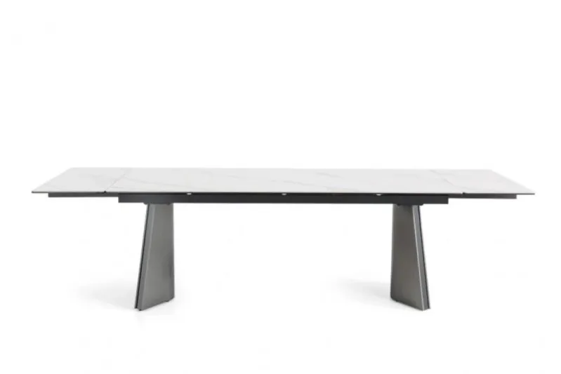 Tavolo rettangolare allungabile 12 posti 200/280 cm effetto marmo bianco NEXUS