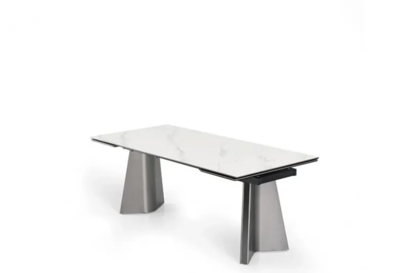 Tavolo rettangolare allungabile 12 posti 200/280 cm effetto marmo bianco NEXUS