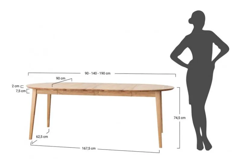 Tavolo rotondo allungabile rovere massello tabacco da 90 cm a 190 cm Orbetello