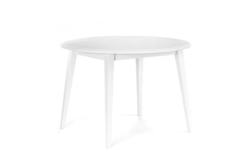 Tavolo rotondo bianco in legno di massello di pino 90 cm shabby chic