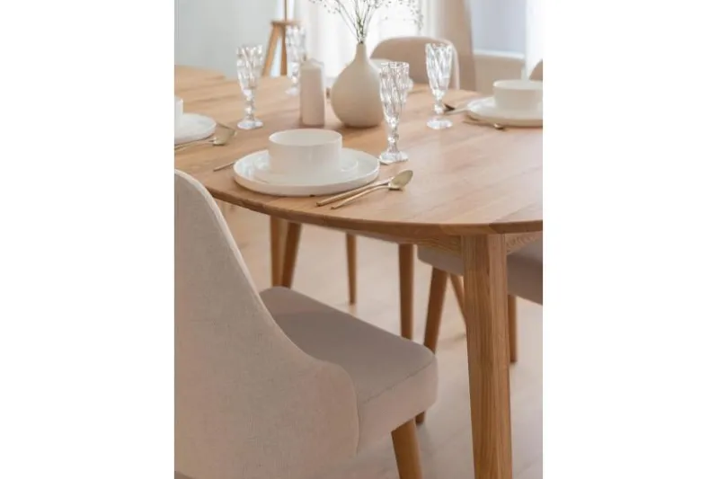 Tavolo rotondo in rovere massello da pranzo allungabile da 90 cm a 140 cm Orbetello