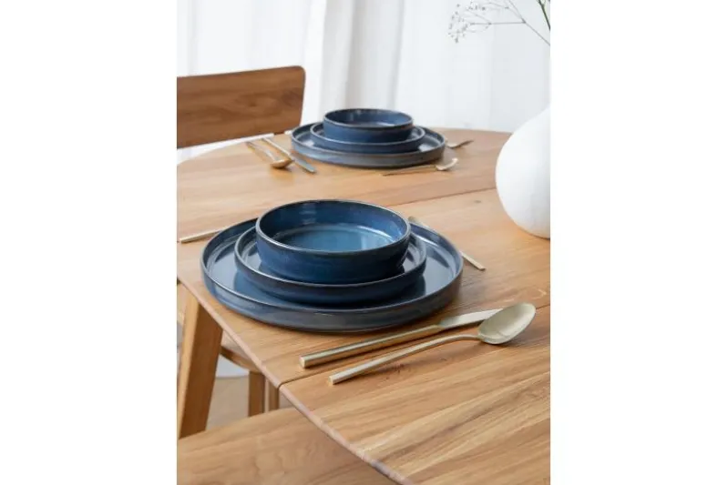 Tavolo rotondo in rovere massello da pranzo allungabile da 90 cm a 140 cm Orbetello