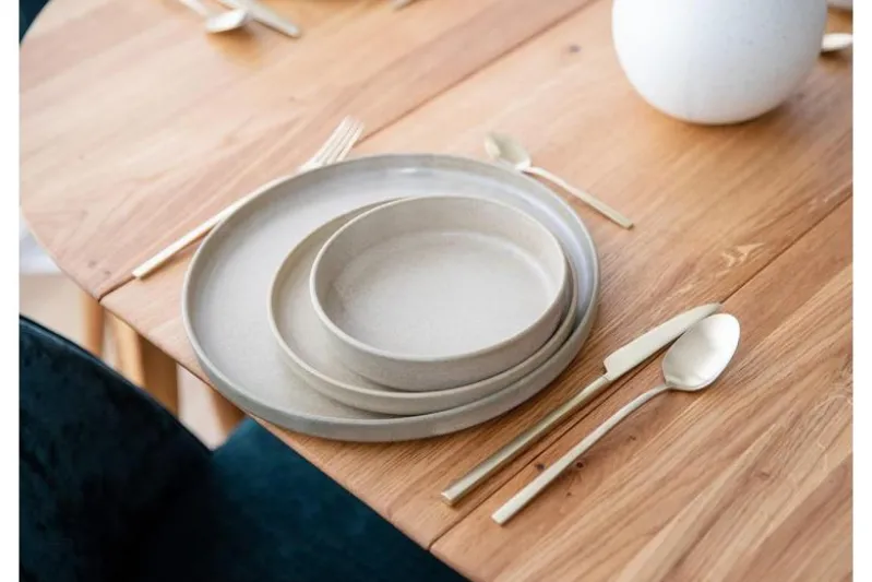 Tavolo rotondo in rovere massello da pranzo allungabile da 90 cm a 140 cm Orbetello