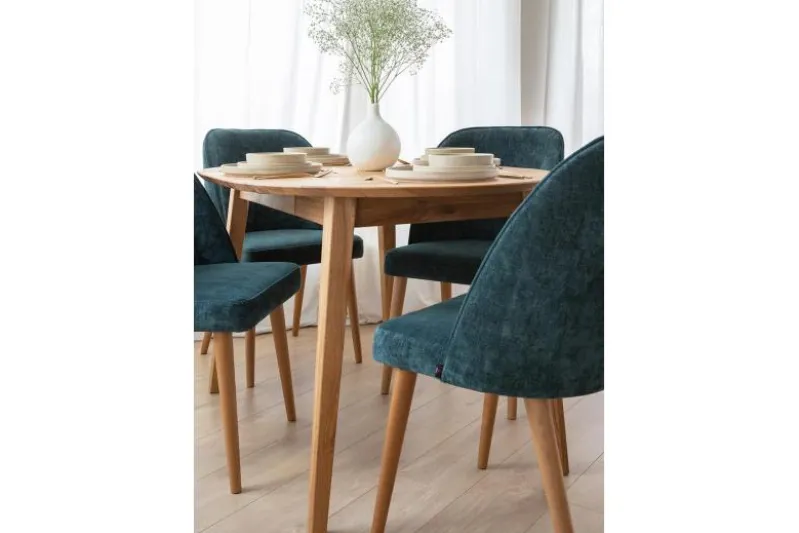 Tavolo rotondo in rovere massello da pranzo allungabile da 90 cm a 140 cm Orbetello