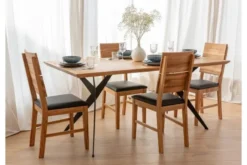 Tavolo rovere massello design moderno gambe a cavalletto in metallo 90x180 CASERTA