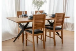 Tavolo rovere massello design moderno gambe a cavalletto in metallo 90x180 CASERTA