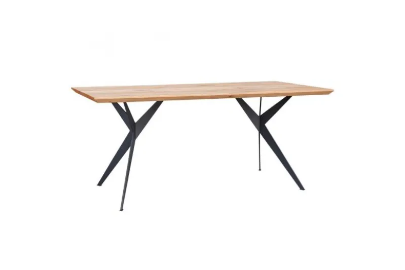 Tavolo rovere massello design moderno gambe a cavalletto in metallo 90x180 CASERTA