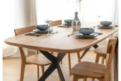 Tavolo rovere massello e gambe a x metallo nero 140x90 SISTINA
