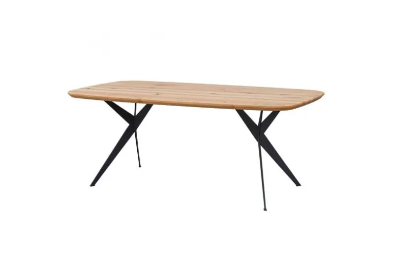 Tavolo rovere massello e gambe a x metallo nero 140x90 SISTINA