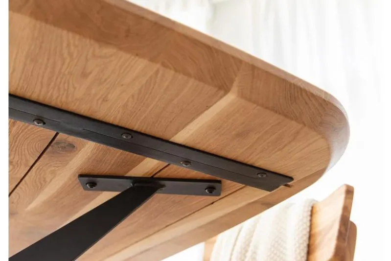 Tavolo rovere massello e gambe a x metallo nero 140x90 SISTINA
