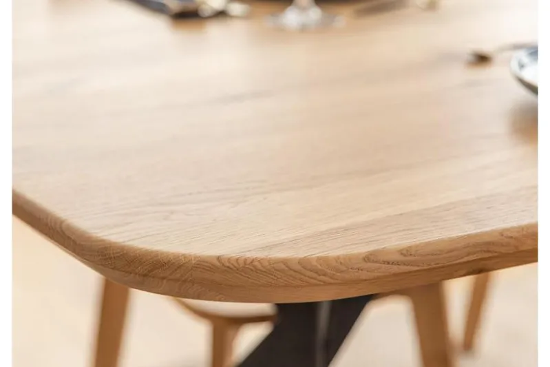 Tavolo rovere massello e gambe a x metallo nero 140x90 SISTINA