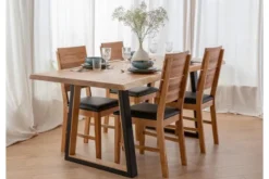 Tavolo rovere massello naturale gambe in metallo nero 100x200 GAVARDO