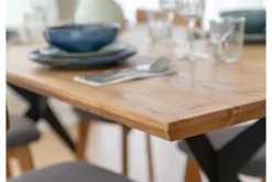 Tavolo rovere massello naturale gambe nere a X in metallo 100X200 CASERTA