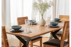 Tavolo rovere massello naturale gambe nere a X in metallo 100X200 CASERTA