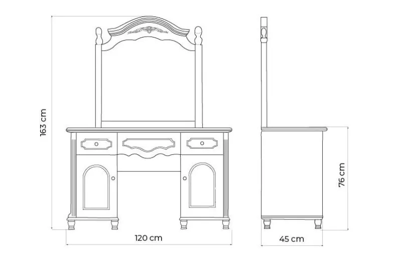 Toilette con specchio Princess 893 colore Bianco
