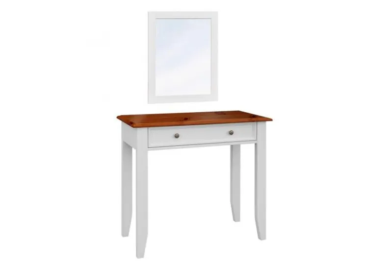 Toletta da trucco shabby chic pino massello bicolore bianco rovere