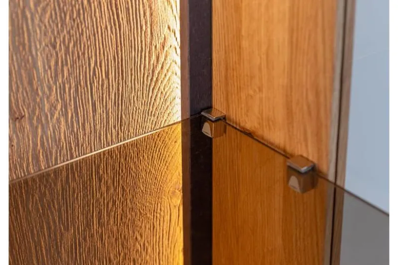 Vetrina alta 1 anta apertura sinistra in rovere massello naturale