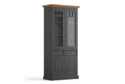 Vetrina alta legno massello di pino grafite e rovere shabby chic