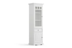 Vetrina alta shabby chic 1 anta sinistra pino massello bianco