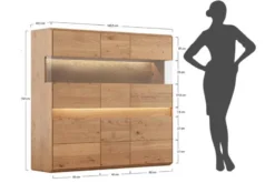 Vetrina 3 ante in legno naturale rovere massello moderna
