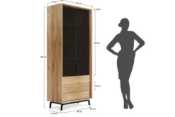 Vetrina 2 ante in legno naturale rovere massello vetro grafite